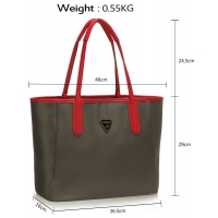 1279 LS Γυναικεία τσάντα διπλής όψης LS00506 -Γκρί / Κόκκινο