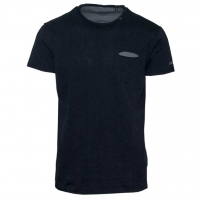 71377-01 Ανδρικό T-shirt λαιμόκοψη με διακριτικό κέντημα - μαύρο