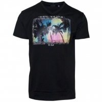 71369-01 Ανδρικό T-shirt V με τύπωμα - μαύρο