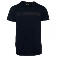 71375-01 Ανδρικό T-shirt με διακριτικό τύπωμα - μαύρο