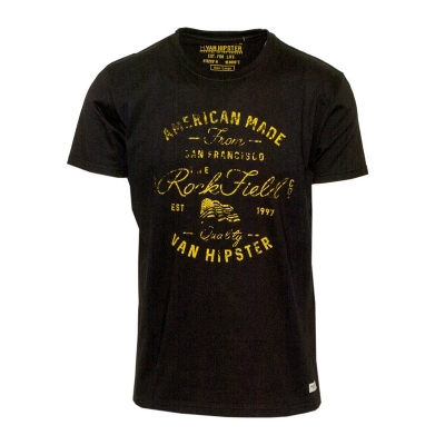 71498-01 Ανδρικό T-shirt με μοντέρνο τύπωμα - Μαύρο