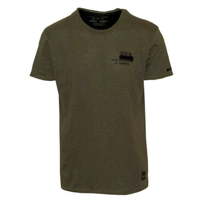 71505-16 Ανδρικό T-shirt με διακριτικό τύπωμα - Χακί