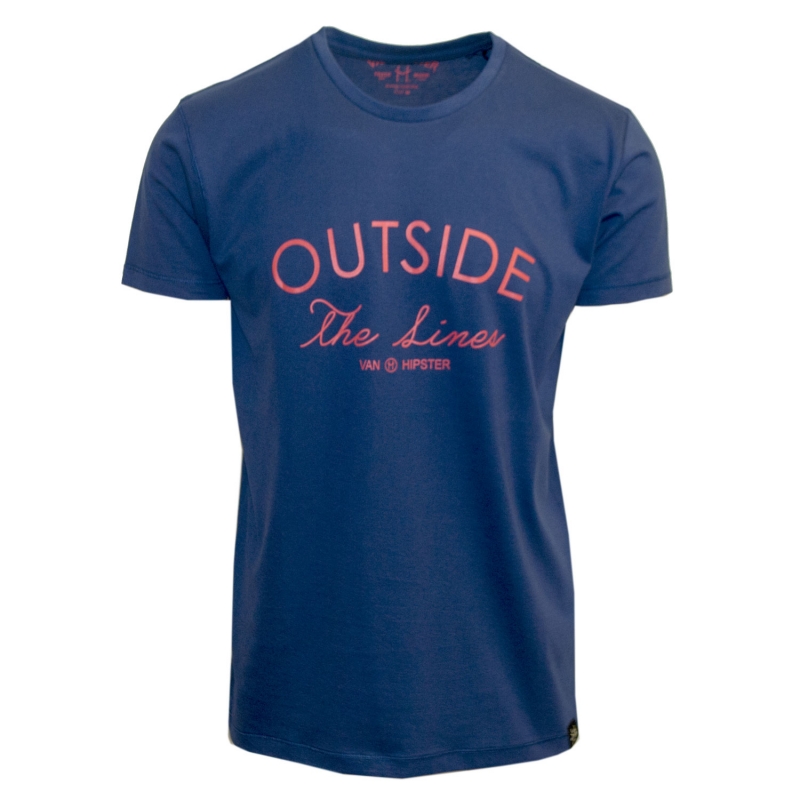 71630-12 Ανδρικό T-Shirt με τύπωμα - Μπλέ Indigo