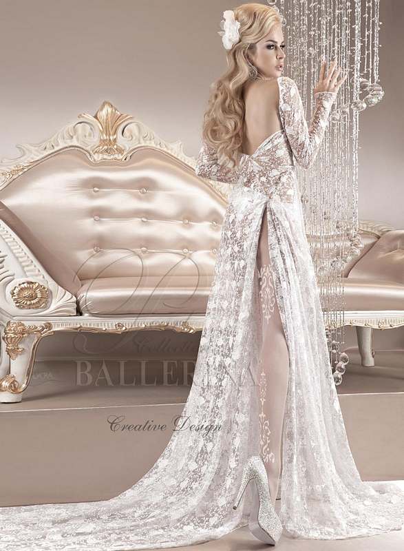 Ballerina 2255 BA Κομψό καλσόν λύκρα με κέντημα στο πίσω μέρος -Ασπρο