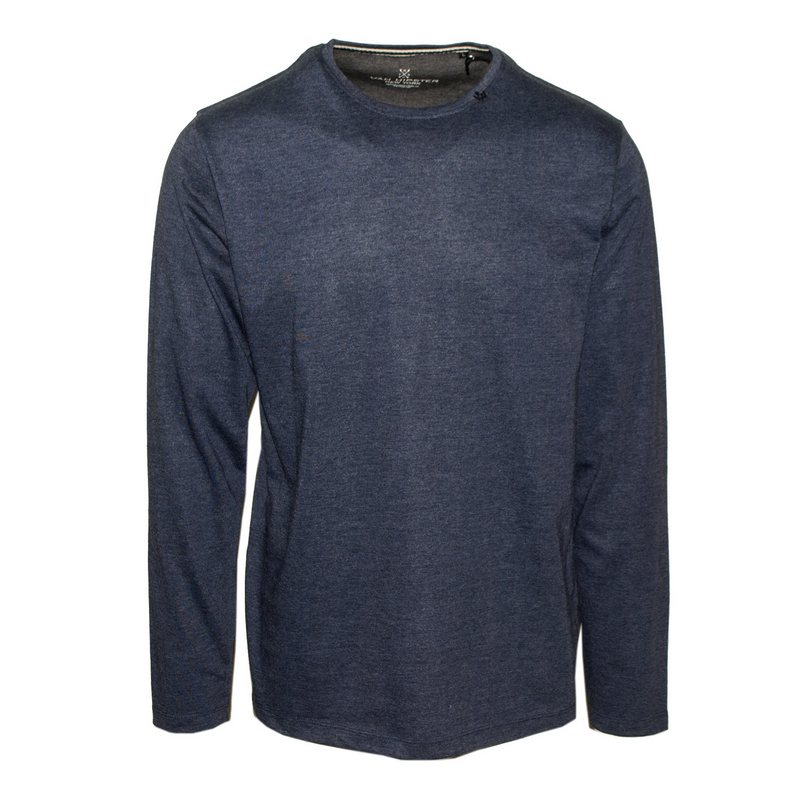 71436-12 Ανδρική μακρυμάνικη μπλούζα μακό - Μπλέ μελανζέ-Μπλε