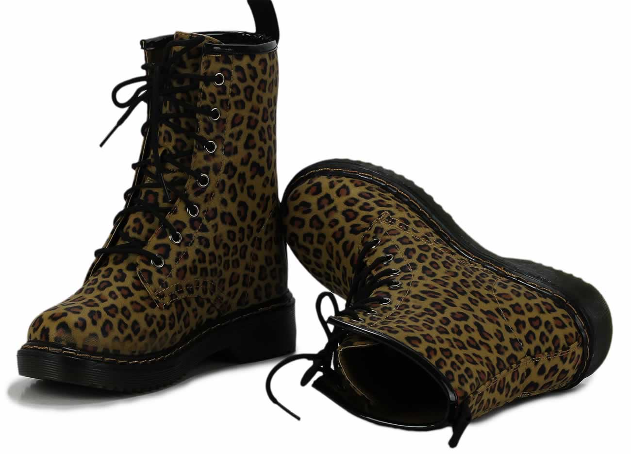 Μποτάκια animal print με κορδόνια – Καφέ/Λέοπαρ 0791-Λεοπάρ