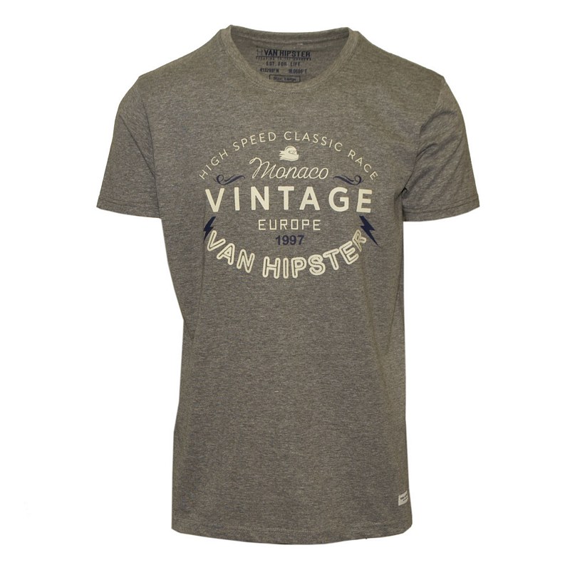 VAN HIPSTER 71494-04 Ανδρικό T-shirt με τύπωμα - Γκρί Μελανζέ -Γκρι