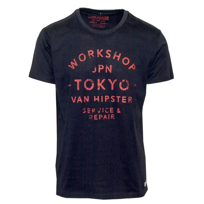 VAN HIPSTER 71499-03 Ανδρικό T-shirt με μοντέρνο τύπωμα - Μπλέ Navy-Μπλε