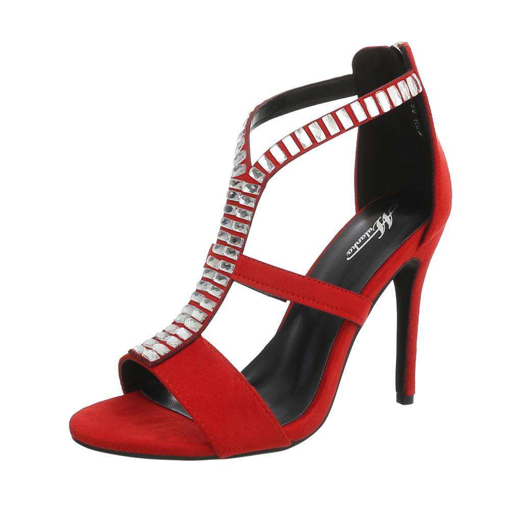 LD shoes Γυναικεία Πέδιλα με στρας - Κόκκινα 0717-Κοκκινο