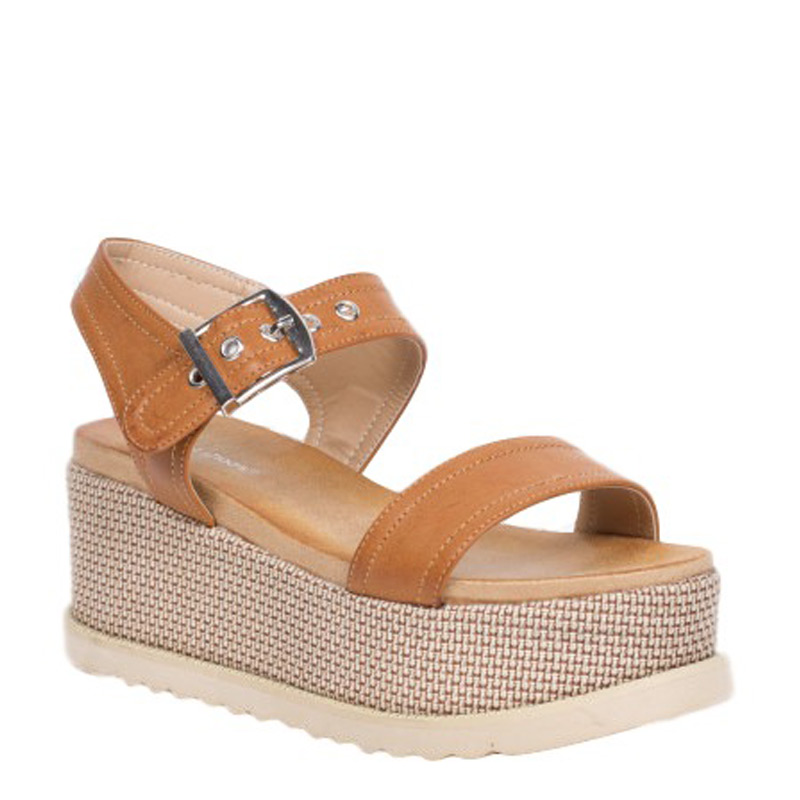 IDEAL SHOES Γυναικείες χαμηλές πλατφόρμες - Καφέ 0751-Καφε