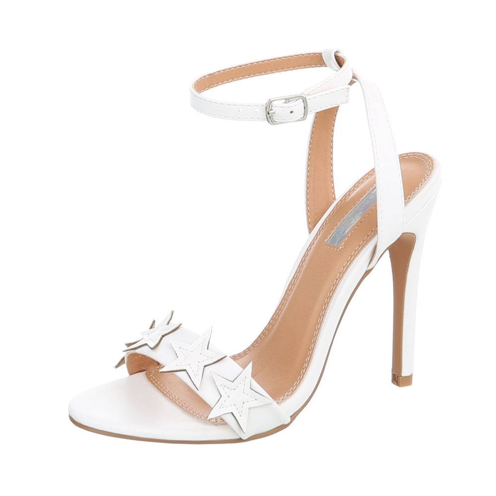 LD shoes Γυναικείο ψηλοτάκουνο πέδιλο - 'Ασπρο 0721-Ασπρο