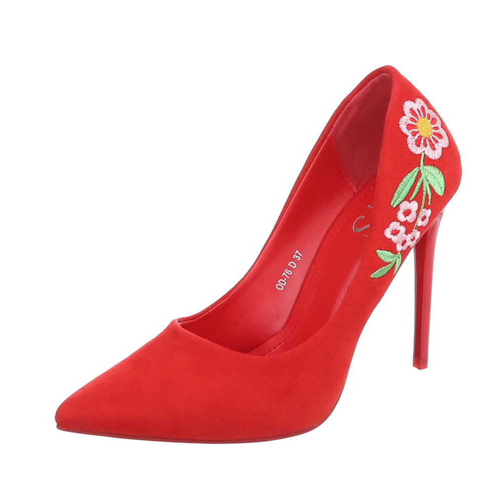 LD shoes Σουέτ γυναικείες γόβες με κέντημα - Κόκκινες 0668-Κοκκινο 2025